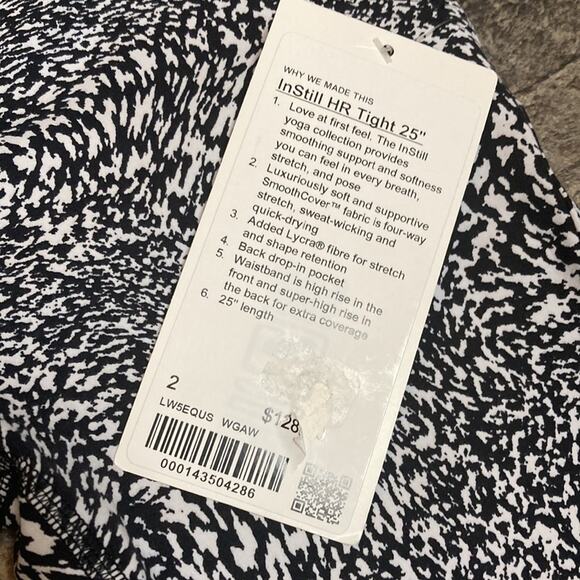 NWT Lululemon InStill HR Tight 25” in Warped Grain Alpine White Black Sz 2 - Picture 7 of 13